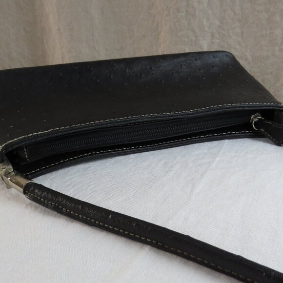 Unbranded Faux Ostrich Leather Purse Shoulder Bag Hand Bag Black 11 x 5 - Picture 6 of 8